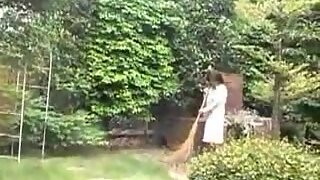 Japanese milf seduces a young man and blows his h