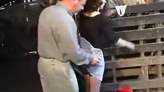 Hairy french mature anal in the barn